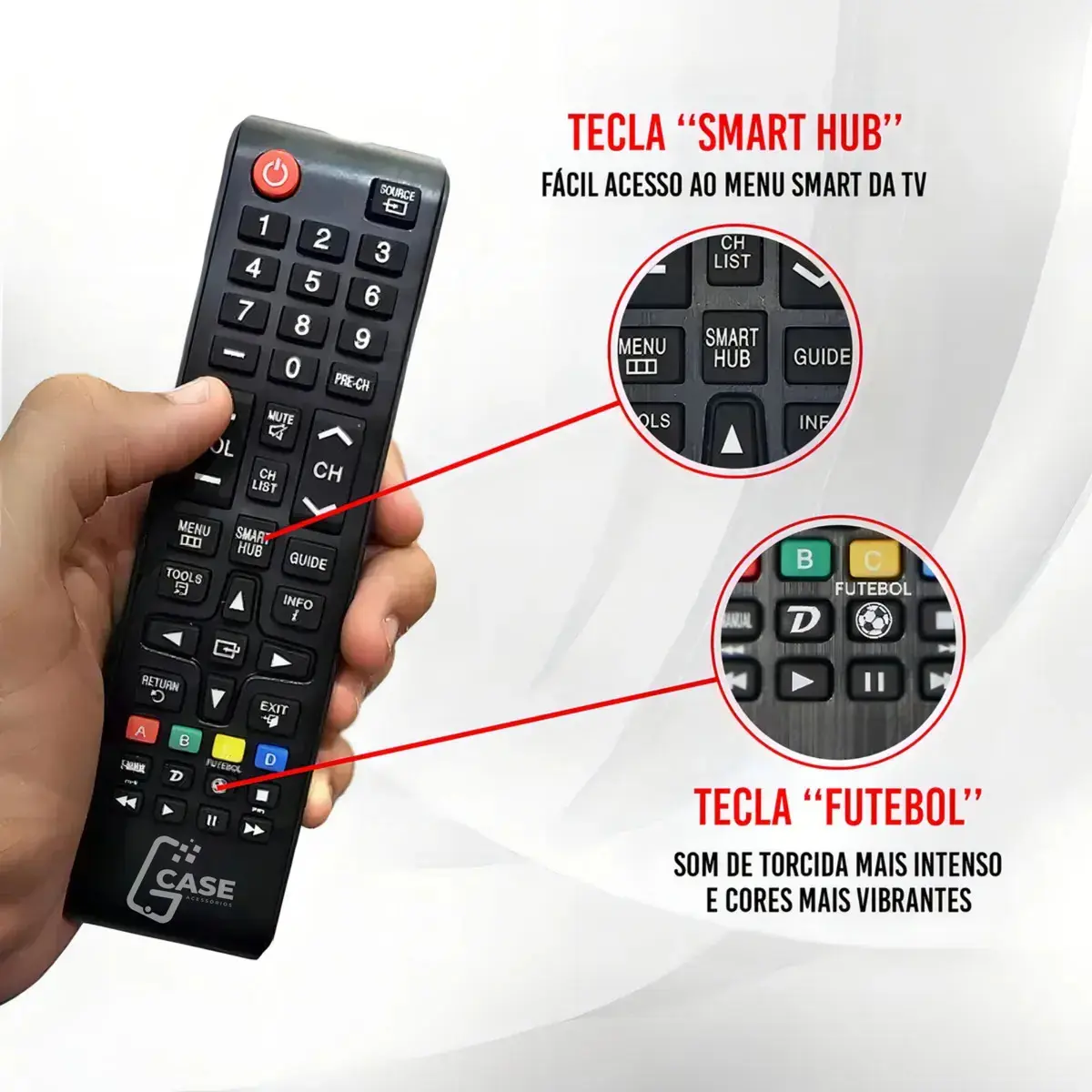 Controle Remoto para TV Samsung Smart Hub Universal com Pilhas Gcase Acessorios thumbnail 8