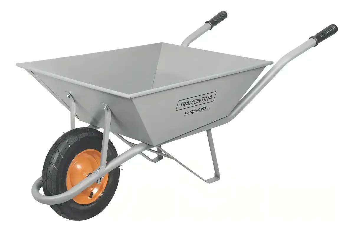Carrinho De Mão Tramontina Extraforte 65l Obra Construção Cor Cinza - 1