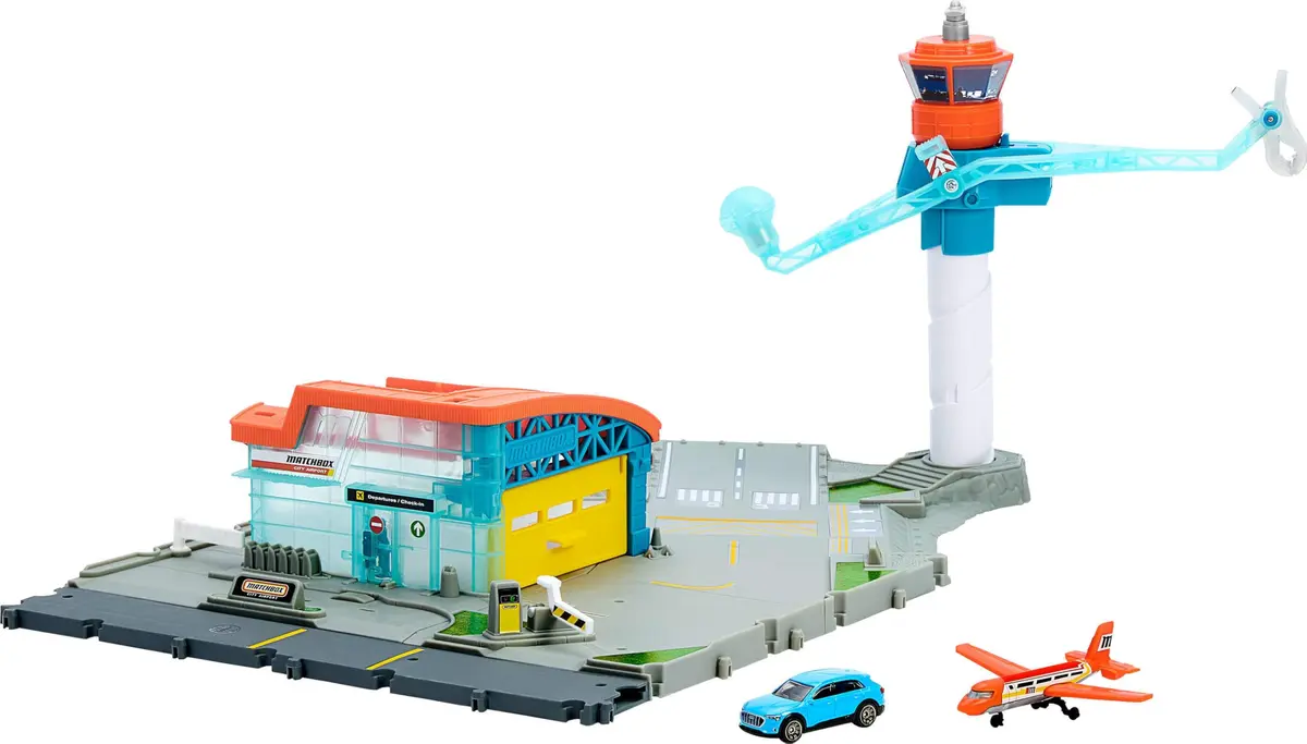 Matchbox, Conjunto de Brinquedo Aeroporto com 1 Carro de Brinquedo Fundido