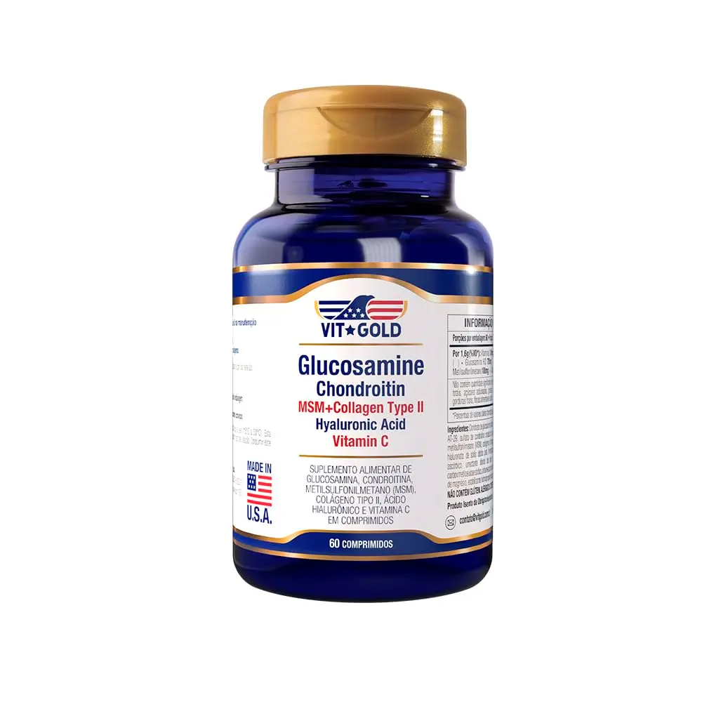 Glucosamina, Condroitina, MSM, Colágeno Vitgold 60 comprimidos