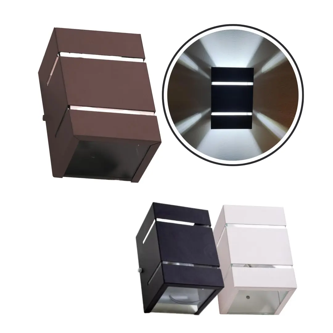 Kit 5 Arandelas 2 Foco E 2 Friso Externa Parede Muro Ar1510 (Marrom)