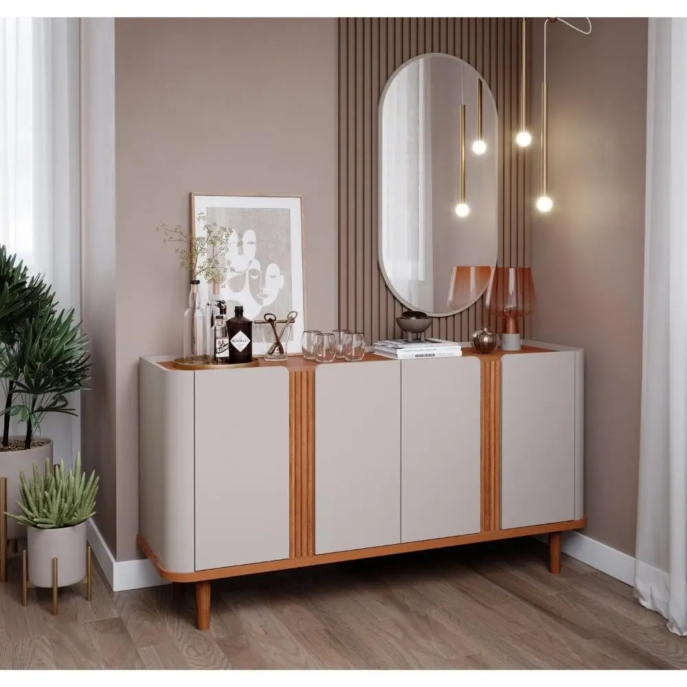 Buffet para Sala de Jantar 3 Prateleiras Eva Off White/cinamomo - 1