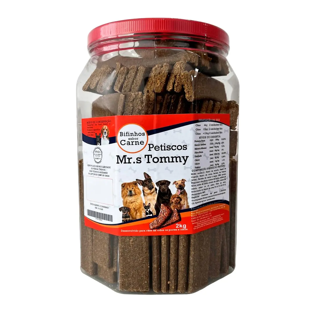Petisco Bifinho Premium Para Cachorro Pote 2kg (Carne)