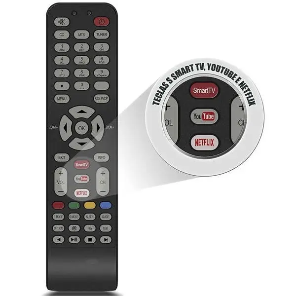 Controle Remoto Para Smart Tv Semp L48s4700fs Compatível