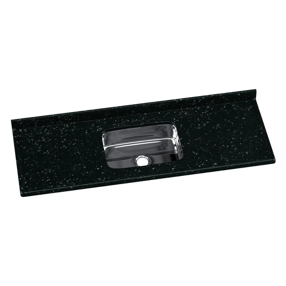 Pia de Cozinha Mármore Sintético 150x55cm com Cuba Aço Inox Multimóveis Cr20474 Preto