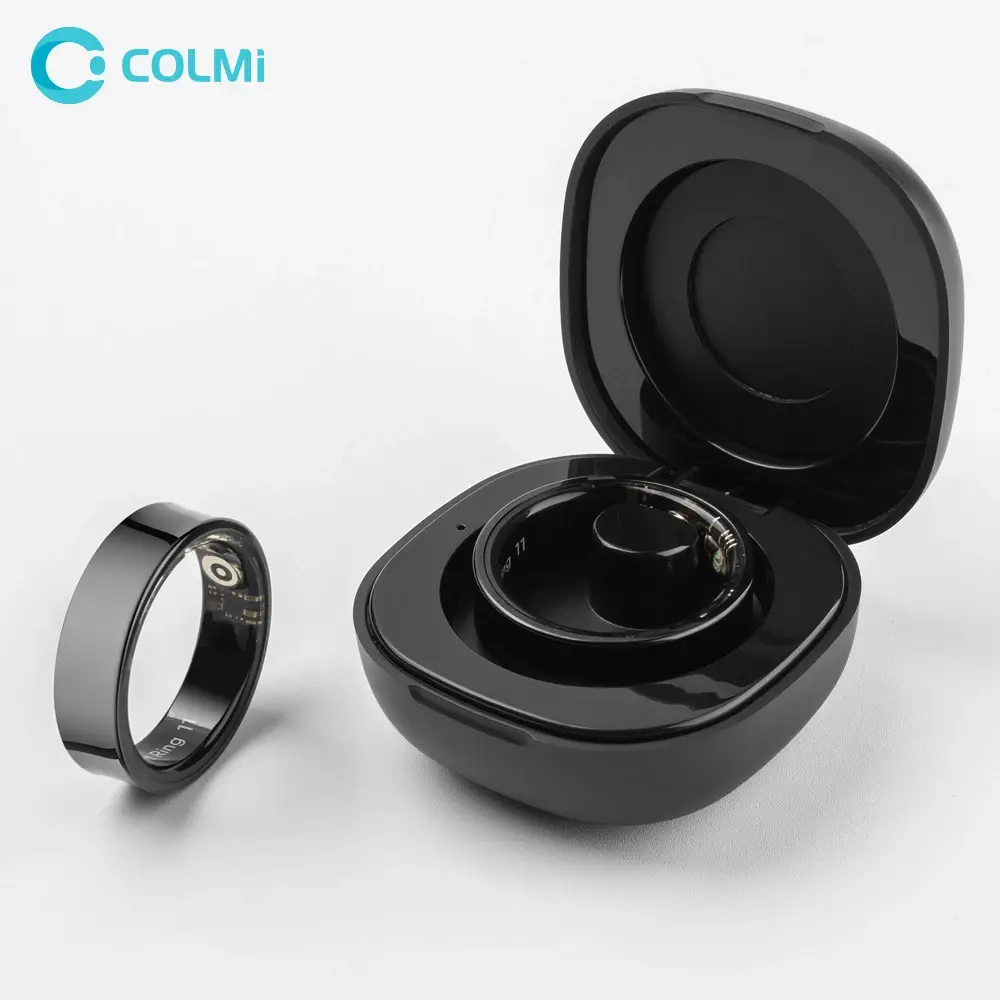 2024 COLMI R09 Smart Ring Homens Mulheres com Estojo de Carregamento, Monitor de Saúde e Sono, Monitor de Temperatura da Pele, 60 dias de vida útil da bateria