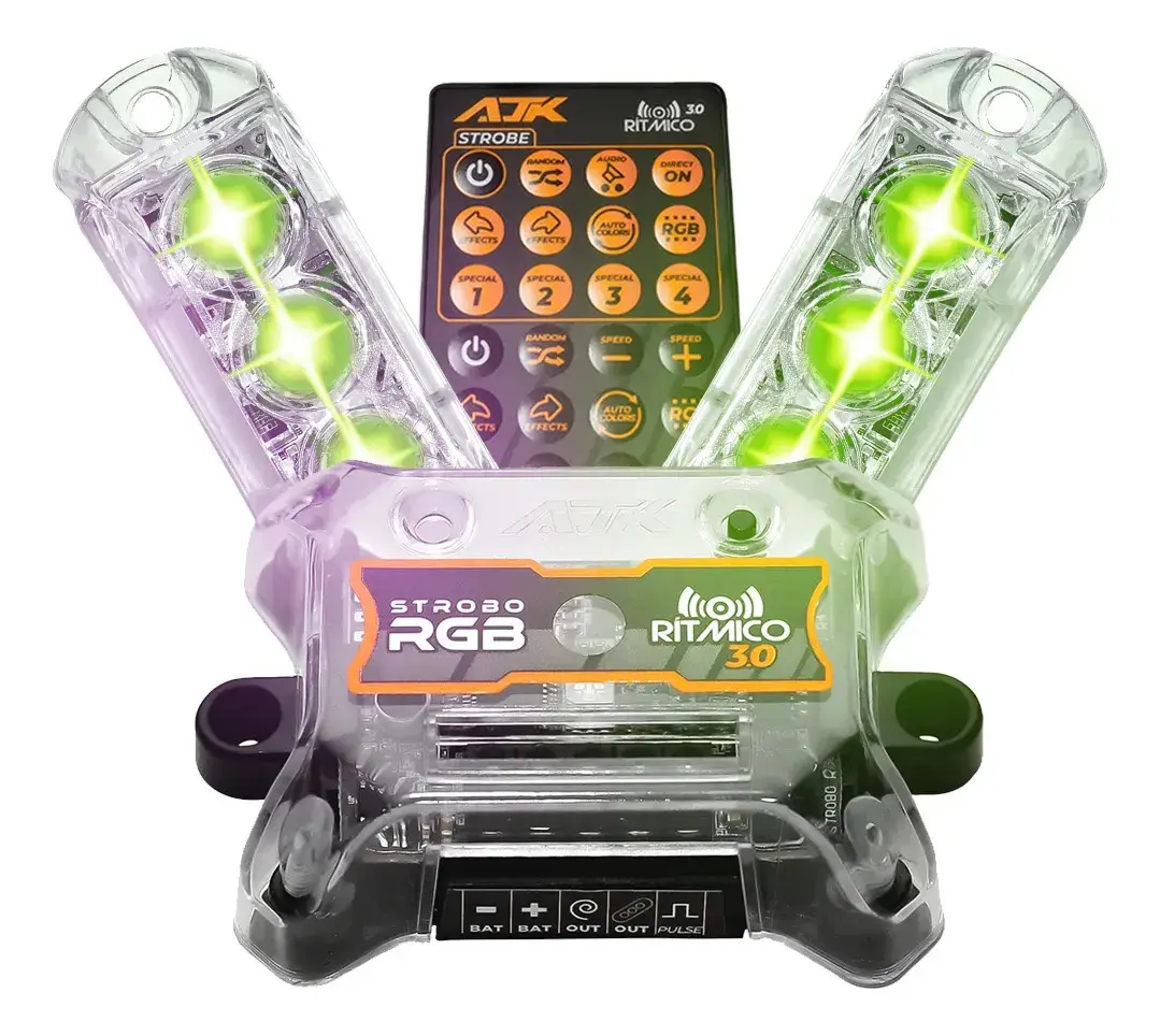 Kit Strobo Ajk Rgb Led 2 Faróis Colorido Forte + Controle - 1