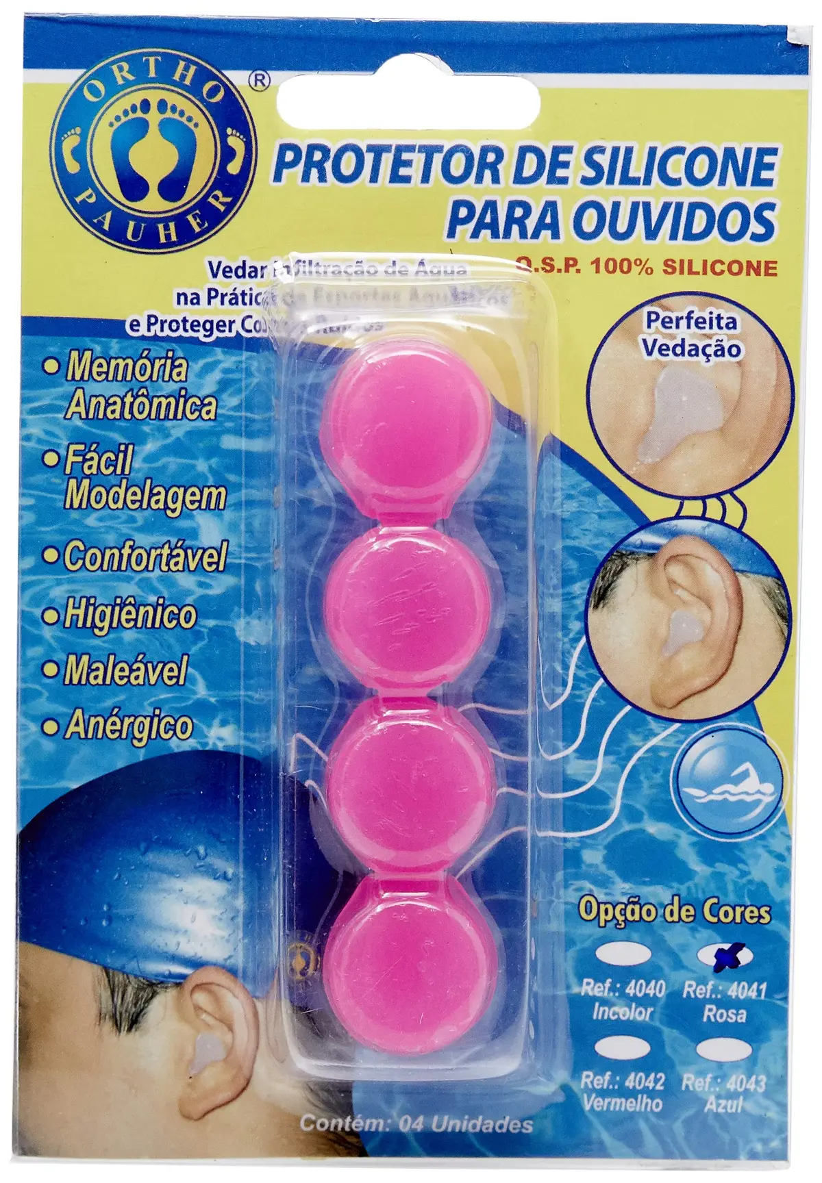 Protetor de Ouvido de Silicone, Ortho Pauher, Rosa