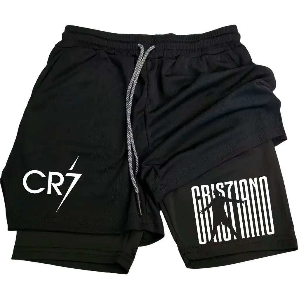 Short Compressão 2 em 1 Masculino CR7 Cristiano Ronaldo Para Academia Corrida Moda