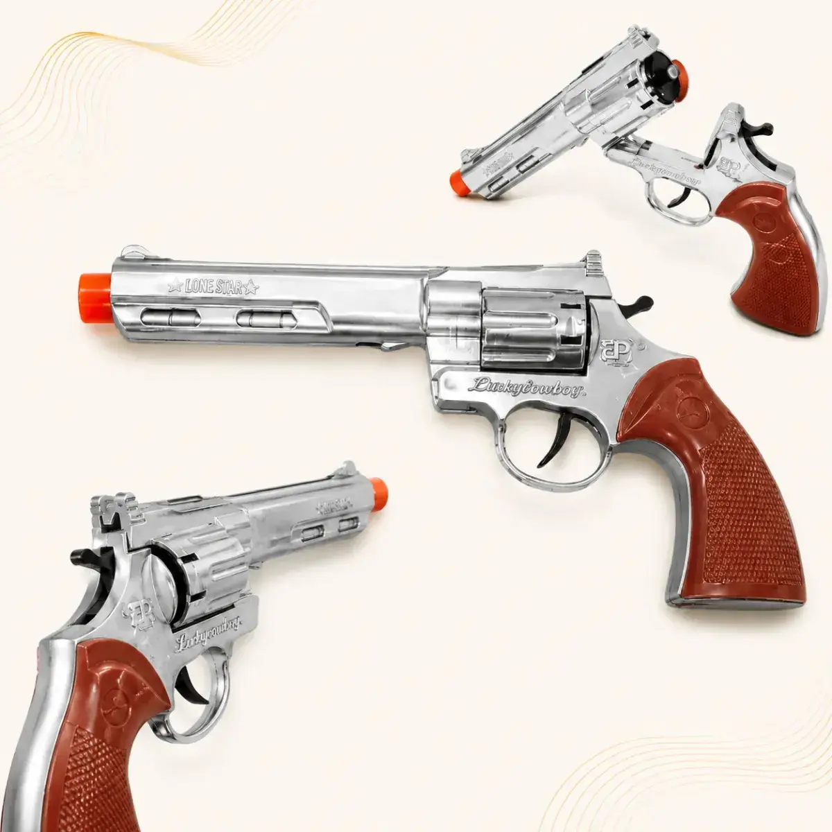 Brinquedo de Espoleta Xerife Prateado com Tambor Giratório para Crianças - 1