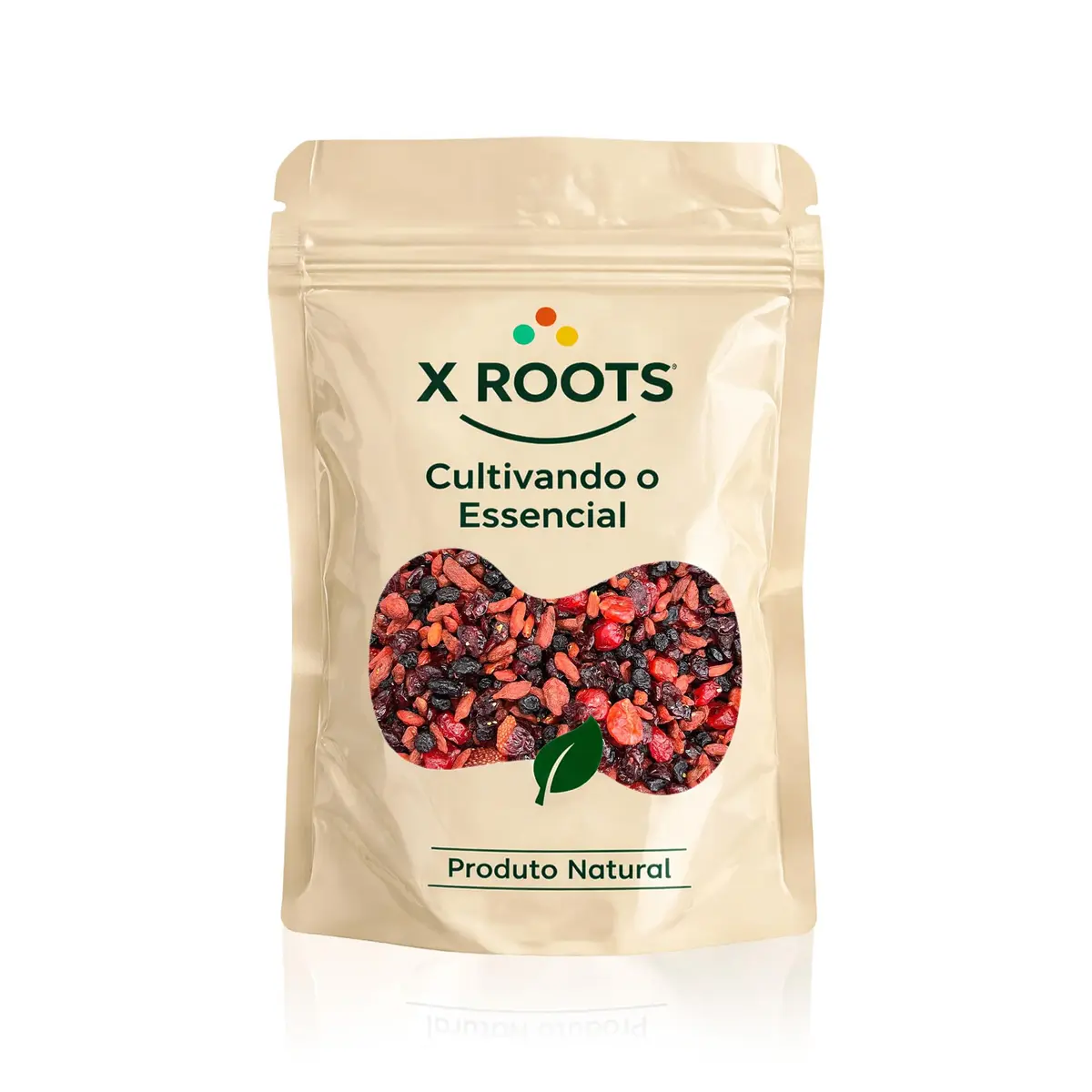 Mix de Frutas Vermelhas X Roots 500g – Gojiberry, Cranberry, Cereja, Morango e Blueberry – Embalagem Abre e Fecha