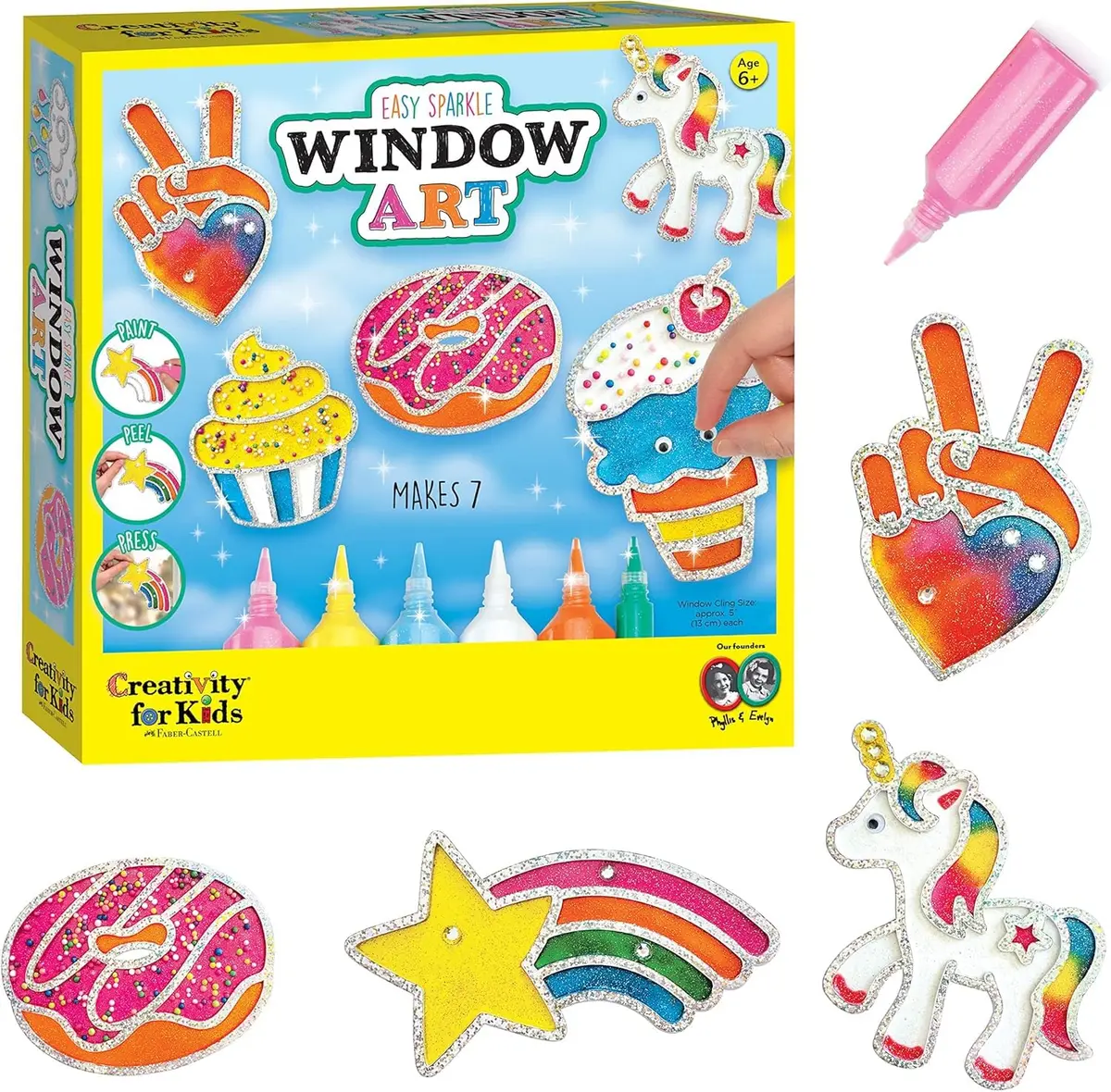 Brinquedo de Adesivo para Vidro com 7 desenhos Faber-Castell Creativity For Kids