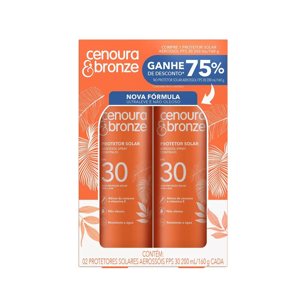 Kit Cenoura & Bronze Protetor Solar Aerossol Spray FPS30 200ml - 2 unidades - 1