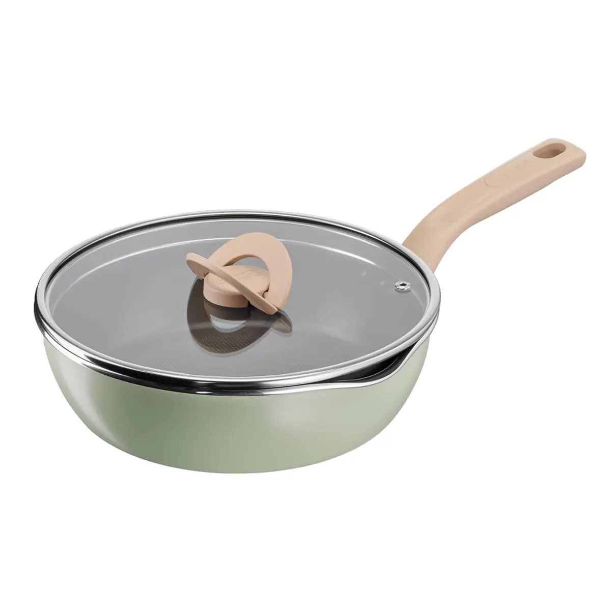 Frigideira Wok Tefal One Pick Pot Pan 22cm, Verde, com Base de Indução, Revestimento Antiaderente Titanium e Thermo-Sinal®