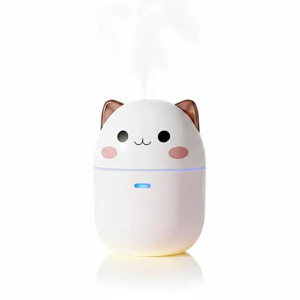 Difusor de Ar Umidificador Aromático Formato Gatinho 250ML Cores Pastel Portátil Ultrassônico com LED para Casa e Escritório (Branco) - 1