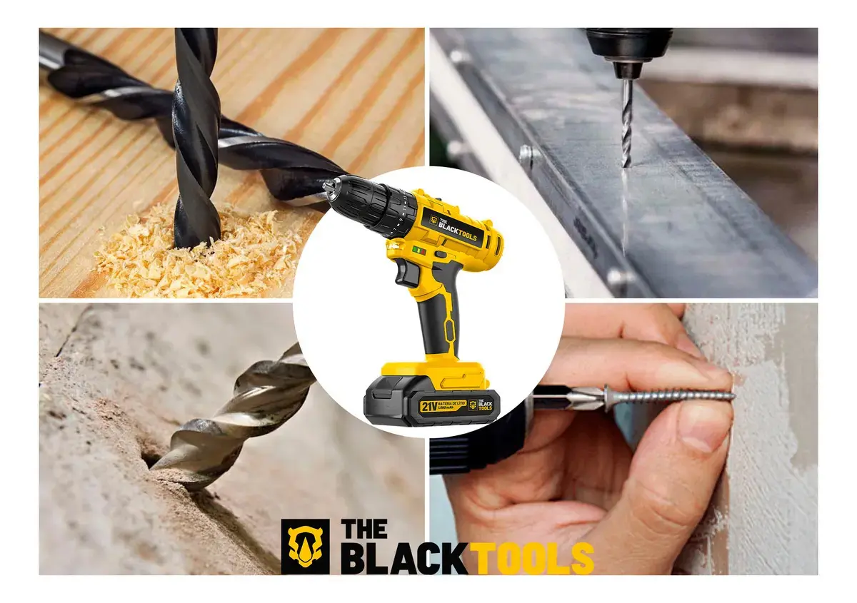 Parafusadeira Furadeira De Impacto A Bateria 21V 3/8” Bivolt 1400 Rpm Com Acessórios E Maleta TB-21PZW The Black Tools thumbnail 9