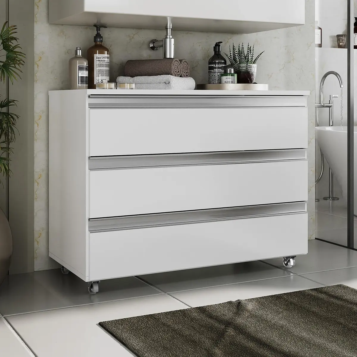 Gabinete Joia 80cm 03 Gavetas Branco Inteiro - 1