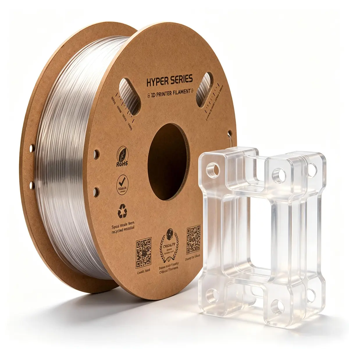 Creatorally Hyper PETG 1,75mm 1kg Transparente | Até 600mm/s, Baixo stringing, Alta resistência, Precisão ±0,03mm, Fluxo estável