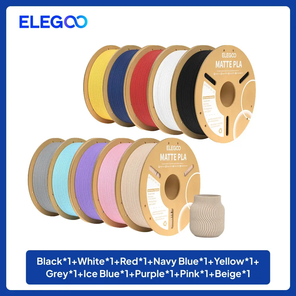 Filamento ELEGOO Matte PLA 10KG, 1.75mm para impressora 3D FDM para RU BR