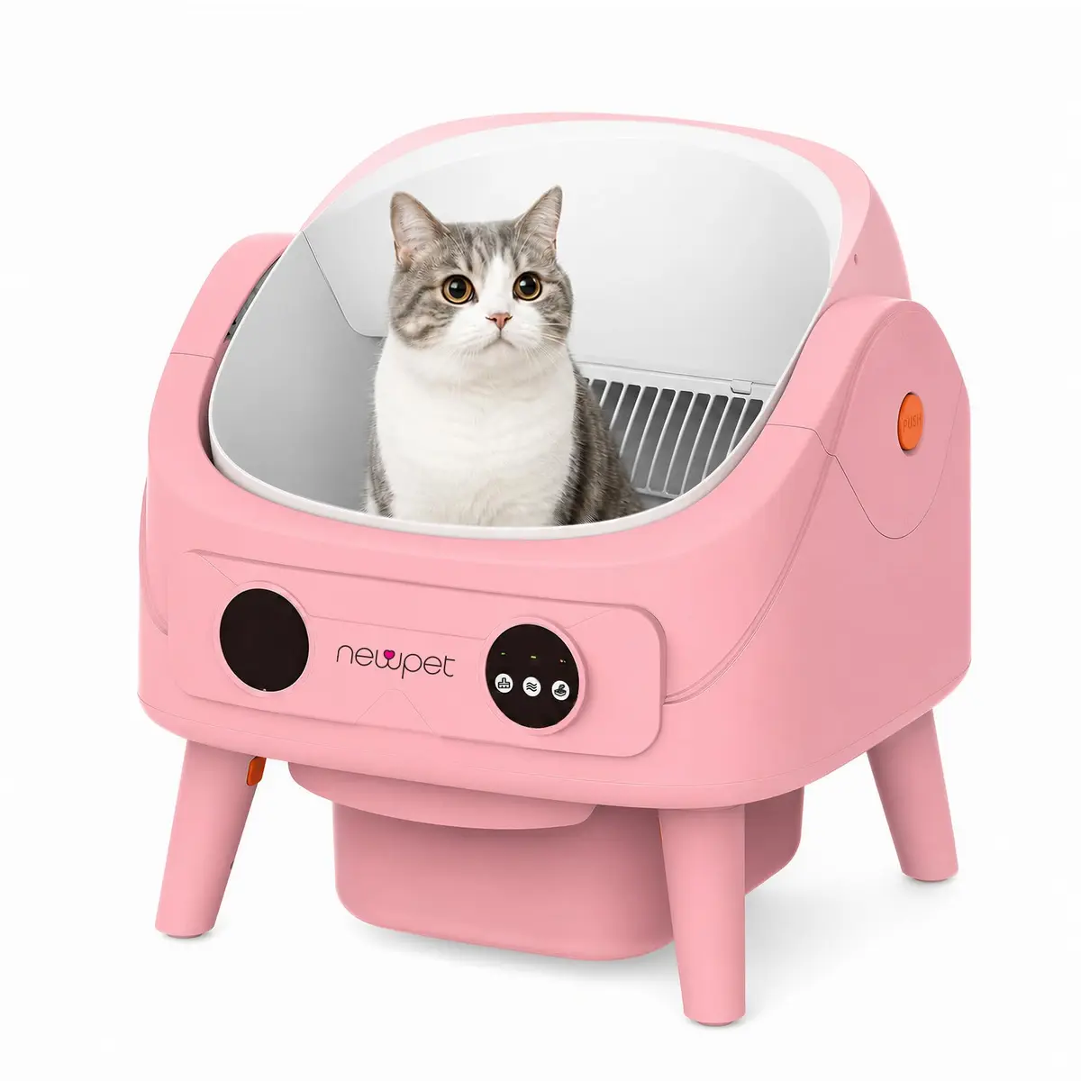 Caixa De Areia Autolimpante Para Gatos, Caixa De Areia Automática Com Tampa Aberta E Trava De Segurança Para Crianças, Gaveta De Resíduos De Grande Capacidade, Não Requer Aplicativo (rosa)