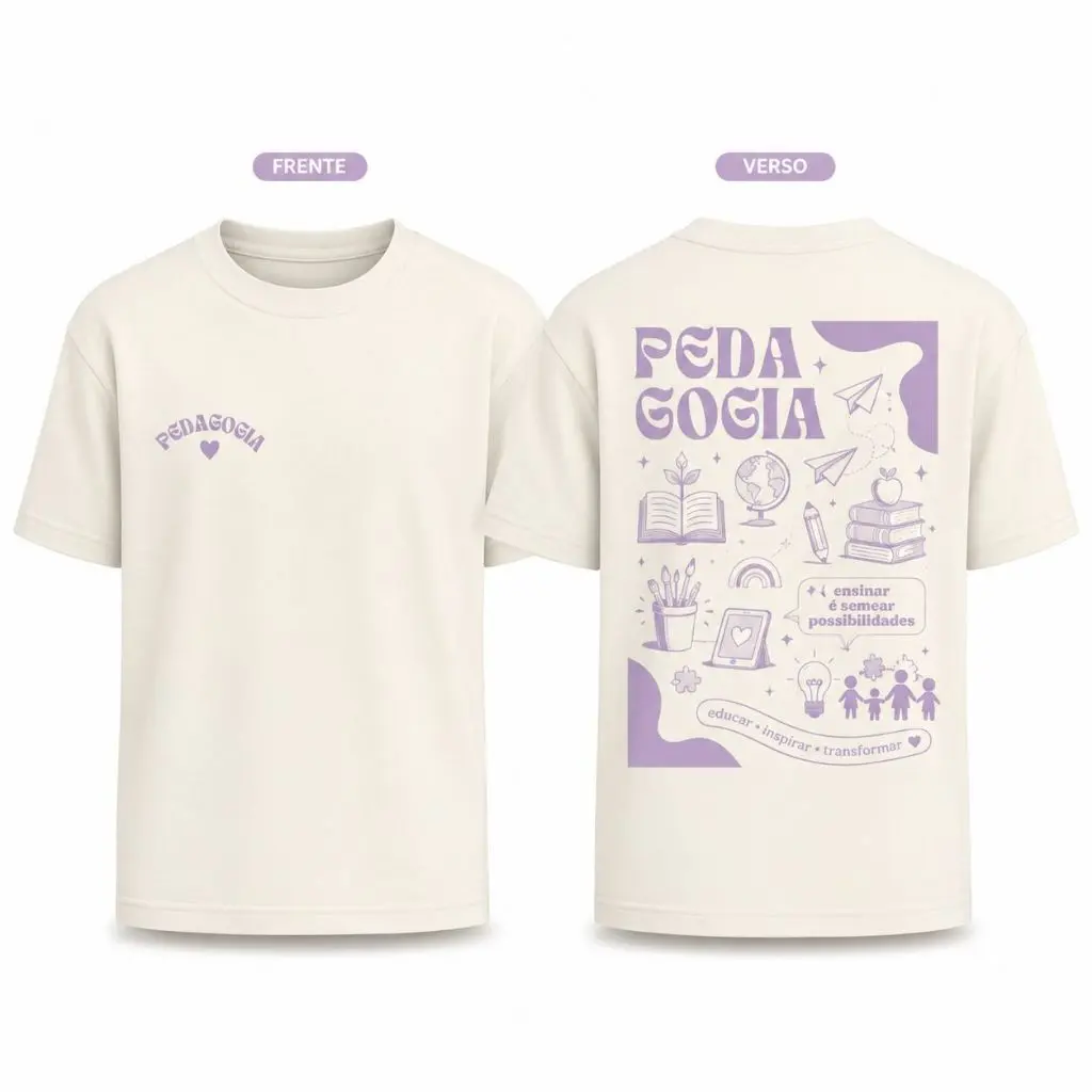 Camiseta 100% Algodão Curso Faculdade Pedagogia Para Professora