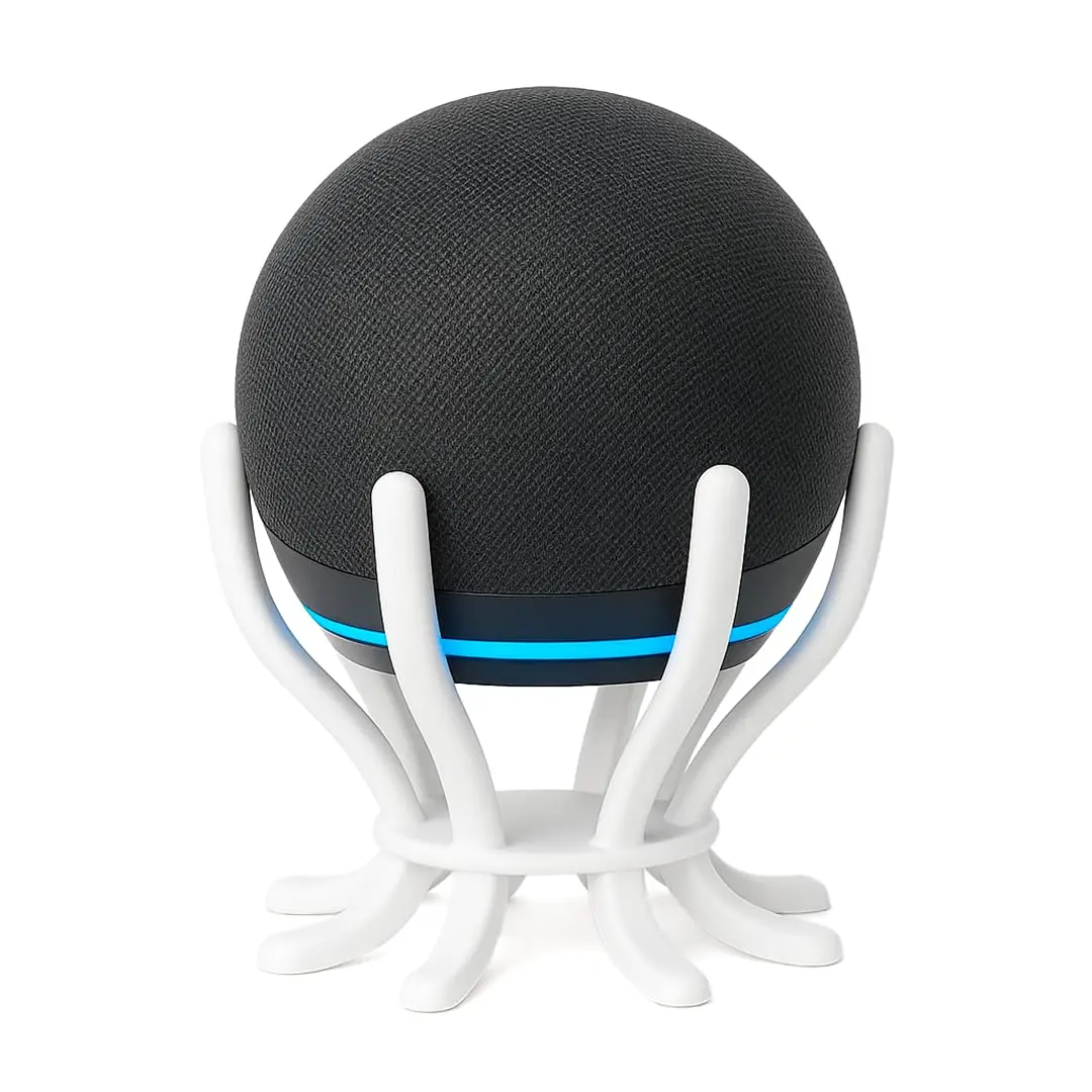 Suporte para Echo Dot 4ª e 5ª Geração, Base Polvo compátivel com Alexa 4 5 Geracao, Design Moderno e Estável, Organizador para Dot TimeClick (Branco Fosco)