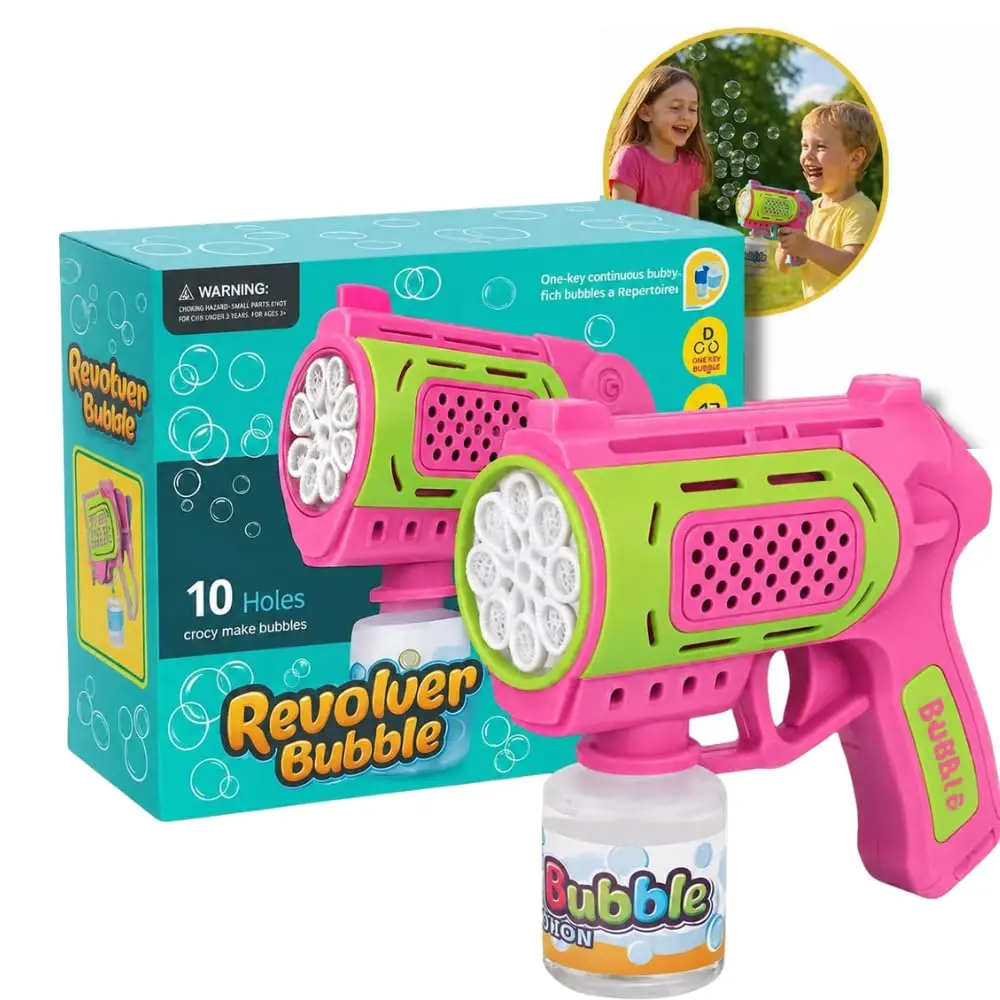 Lança Bolhas com Led 10 Furos Brinquedo Presente Dia das Crianças Festa | Ideal para Festas, Uso Interno e Externo