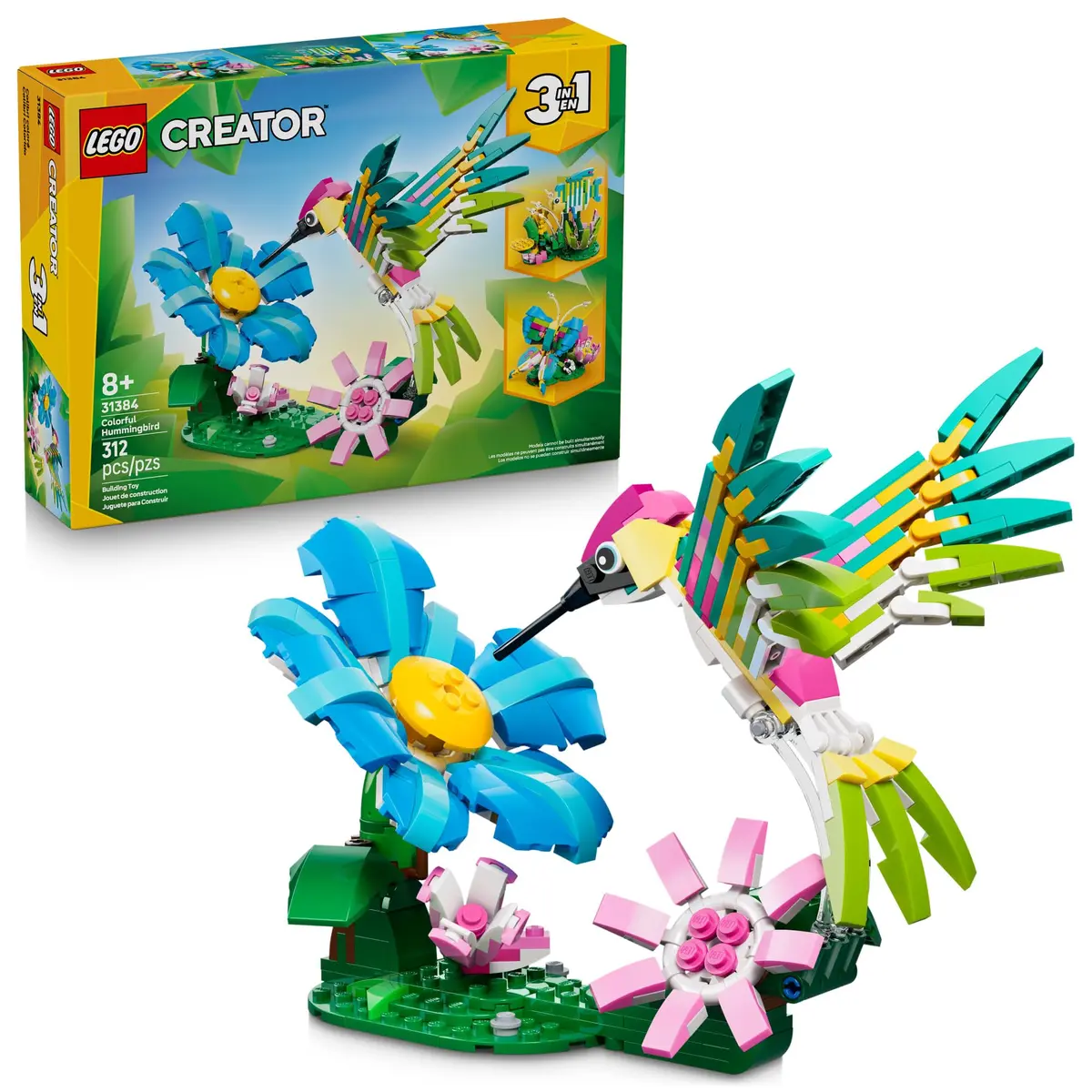LEGO Creator 3em1 Animais Selvagens: Beija-flor Colorido, Decoração 31384 - 1