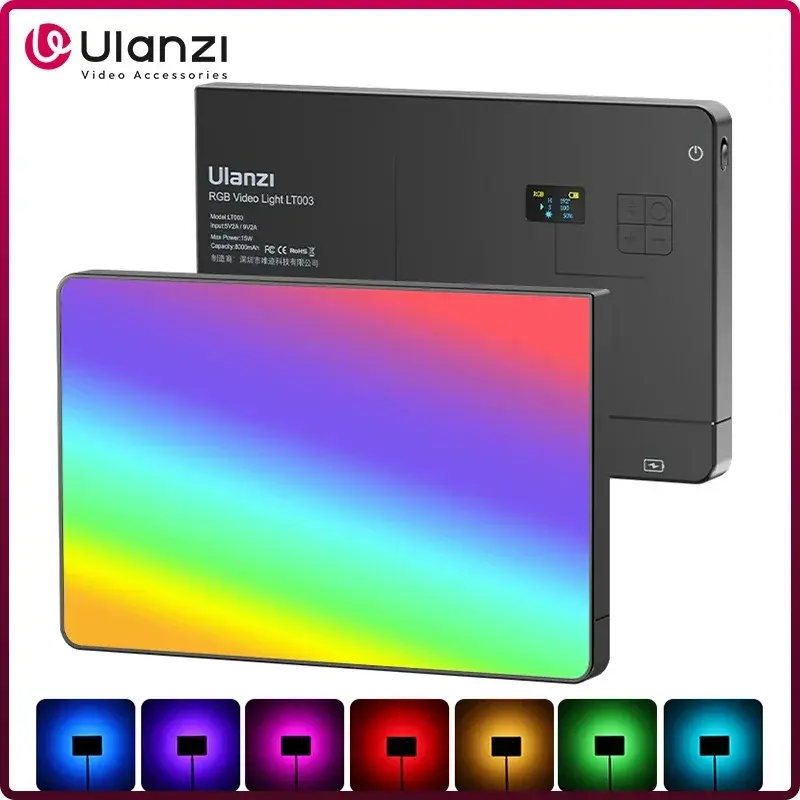 Ulanzi LT003 RGB Luz de vídeo Painel de luz colorida 8000mAh regulável 2500-9000K CRI 95 + lâmpada de estúdio fotográfico 266 contas Liveestream