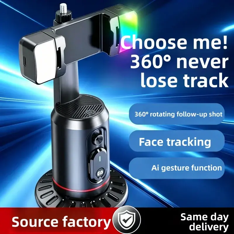 360 ° Estabilizador Gimbal com Seguimento Automático para Smartphone, Suporte Portátil Antichoque para Gravação de Vlogs e Transmissões ao Vivo