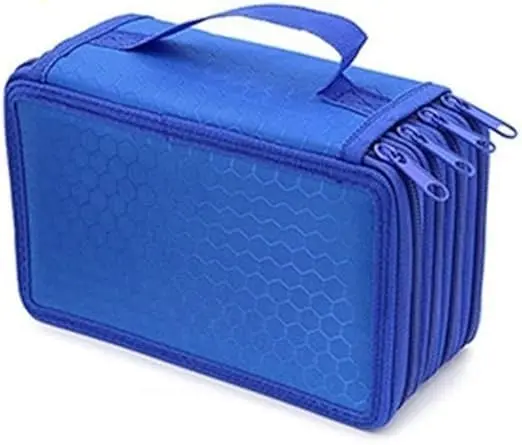Estojo escolar grande com 4 divisórias organizador caneta lápis capacidade 72 peças portátil (Azul) - 1
