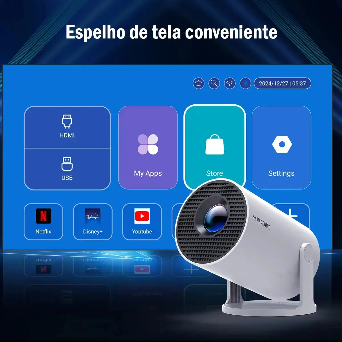 Projetor Portátil Magcubic HY300PRO FULL HD 8K Smart Tv com Android 14 Wi-Fi 6 e Bluetooth 5.0 thumbnail 6