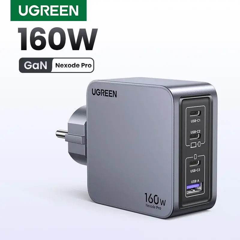 【KR Plug】UGREEN 160W GaN Carregador PD3.1 QC4.0 3.0 Carga rápida para Macbook Pro Laptop USB GaN Carregador para iPhone 16 Xiaomi Tablet
