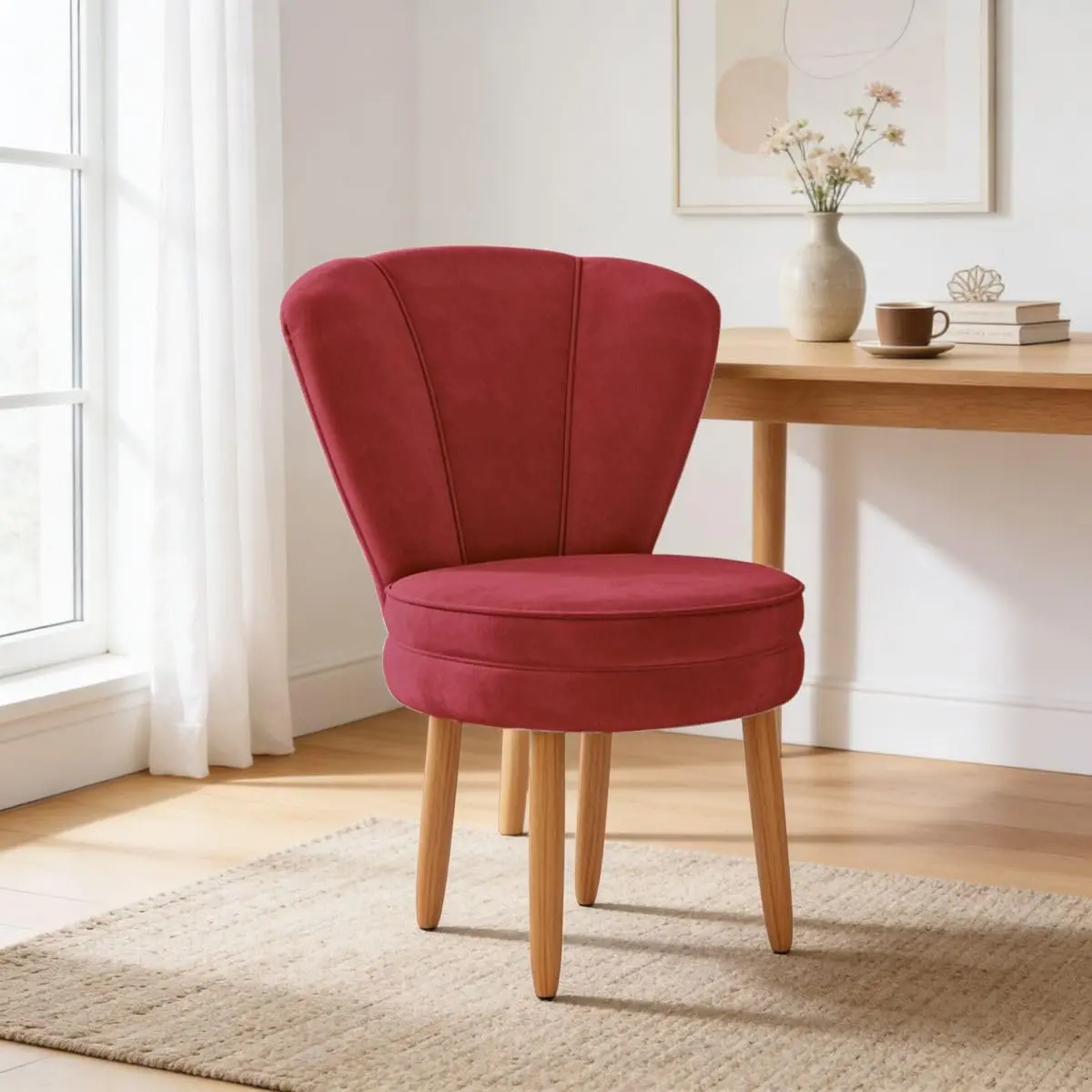 Cadeira Poltrona para Recepção Tecido Veludo Decorativa MOBLAN decor (Vermelho)