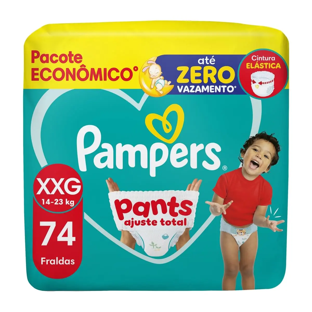 Fralda Pampers Pants Ajuste Total Tamanho XXG (14-18 kg), 74 Unidades