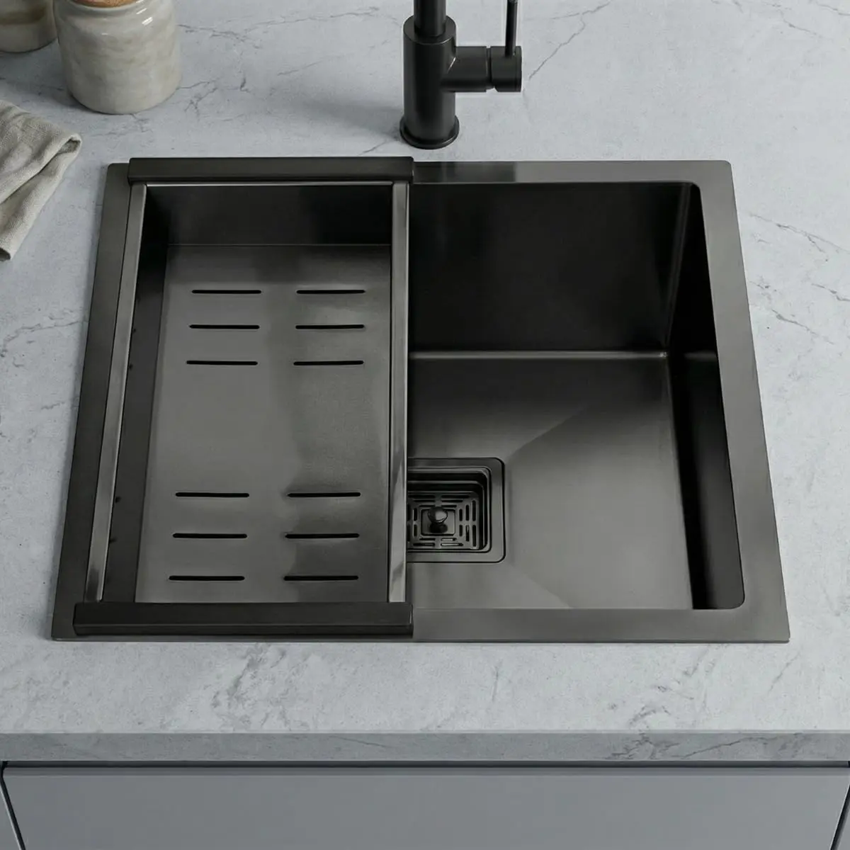 Cuba Gourmet Quadrada Aço Inox 304 Preta 44x44cm Premium
