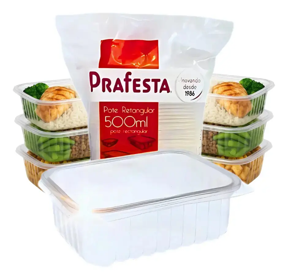 Marmita Micro-ondas Freezer 500ml Com 24 UN. Pote Fitness - 1