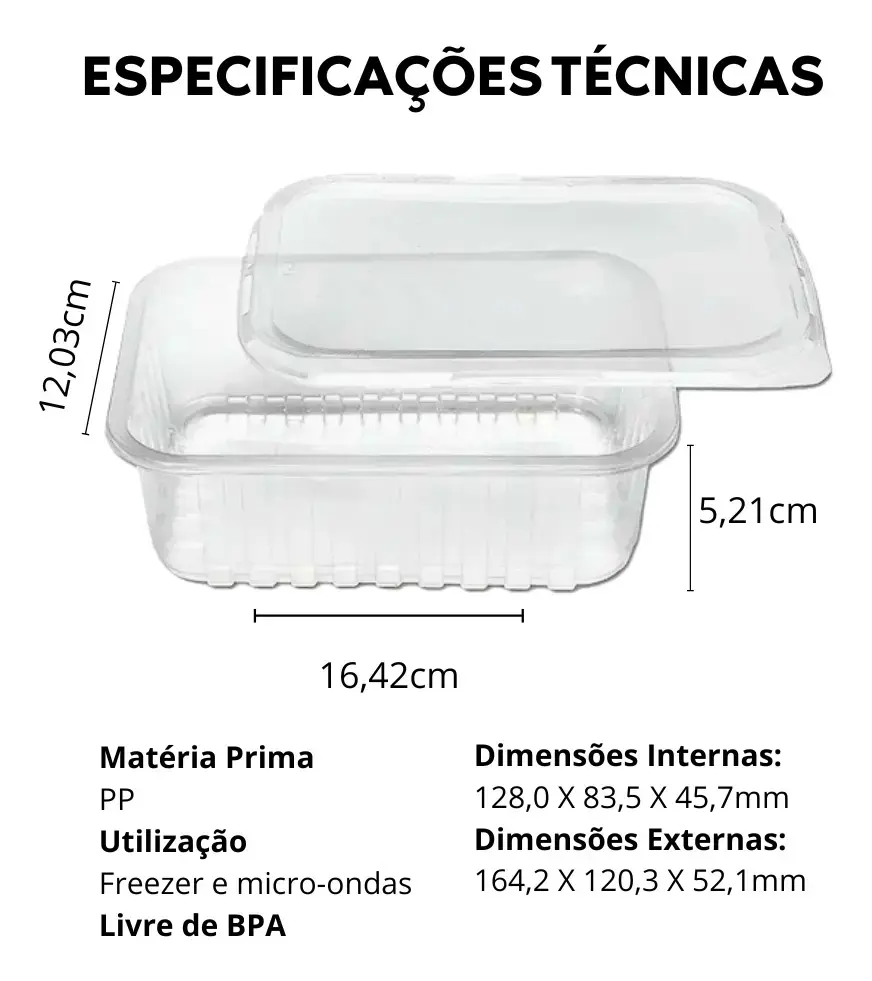 Marmita Micro-ondas Freezer 500ml Com 24 UN. Pote Fitness thumbnail 3