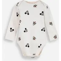 body infantil de algodão mickey bege