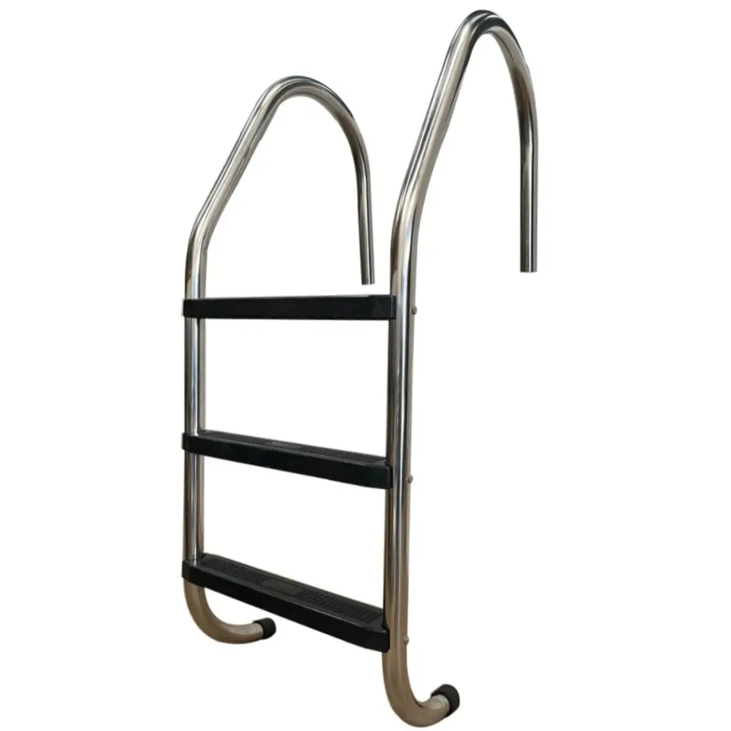 Para Piscina Em Aço Inox Com 3 Degraus Abs Reforçada inox piscina Antiderrapante e Resistente à Corrosão, Ideal para Piscinas de Fibra, Vinil e Alvenaria(Preto)