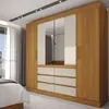 Guarda-Roupa Casal 4 Portas 6 Gavetas com Espelho Cinamomo/Off White - Bege - 1