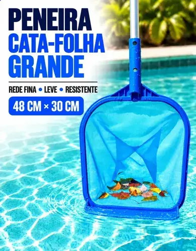Peneira Pá Para Piscinas Nylon Grande Cata Folha Spa Rede Fina Alvenaria Fundo Resistente Areia Pó Inseto Sujeira Objeto Pra Limpeza Inflável Plástica Limpar Fibra Vinil Cabo VMD Homecenter