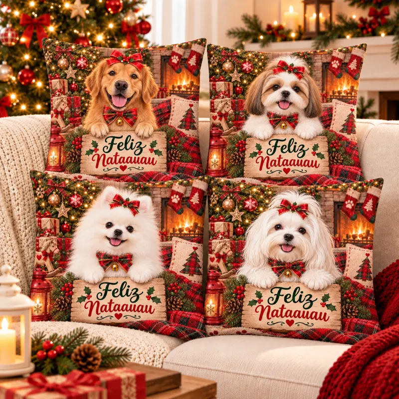 Capa Almofada Natal PET 42x42 Animais Fofos Decoração Natalina - 1