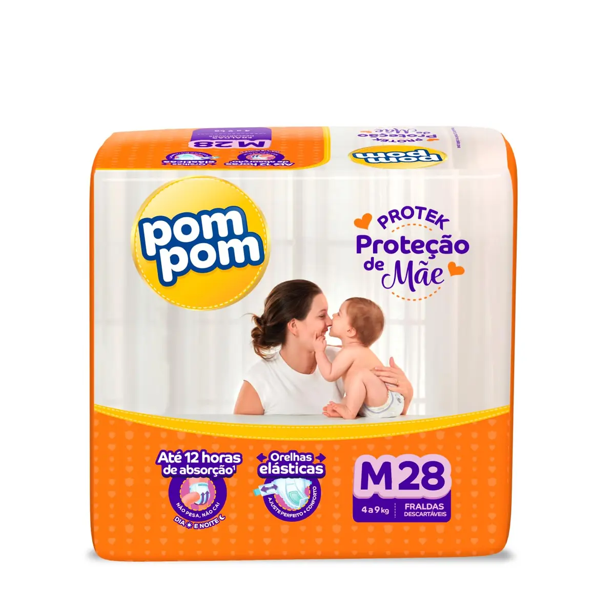 Fralda Pom Pom Protek Proteção de Mãe Jumbo M 28 Unidades - 1