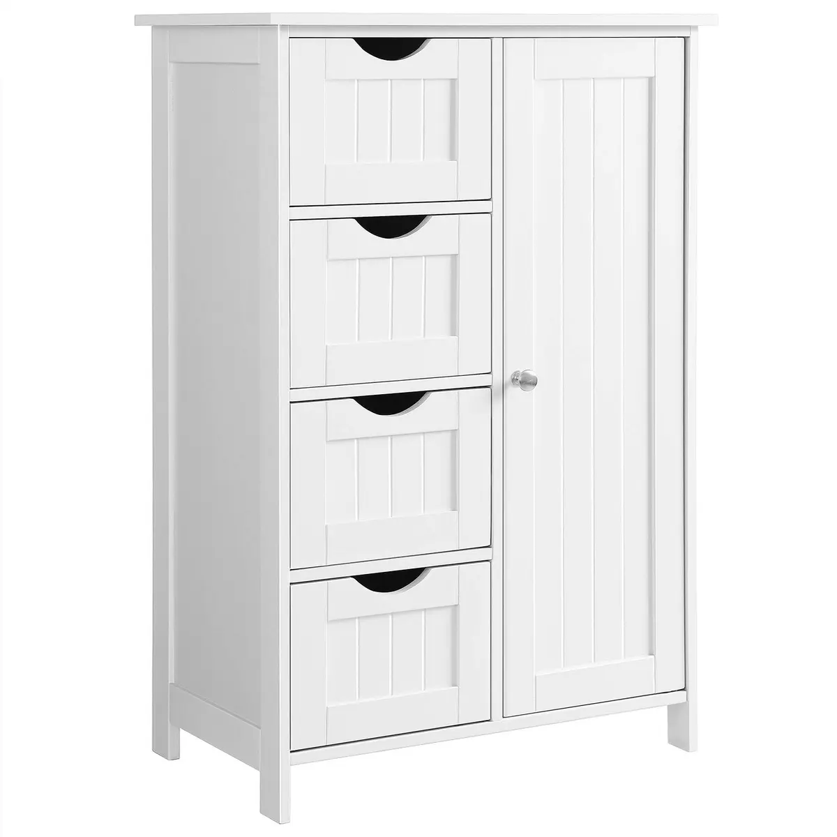 VASAGLE Gabinete de Banheiro de Chão com 4 Gavetas e 1 Porta, Armário Organizador Multiuso Autônomo com Prateleira Ajustável, Branco Nuvem BRLHC41W - 1