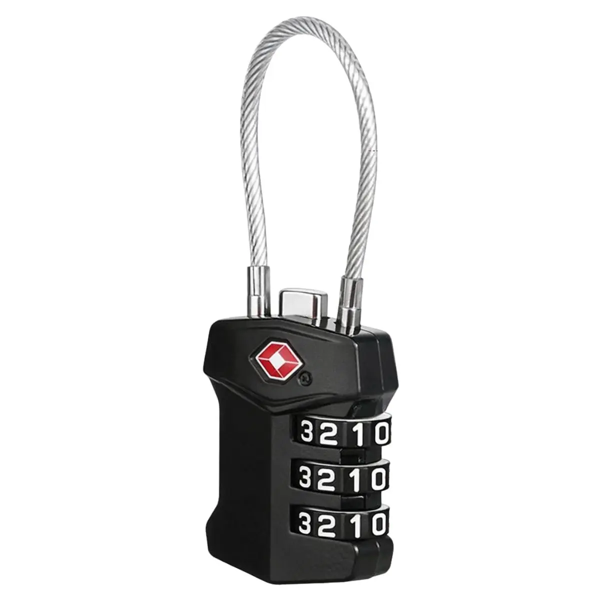 Cadeado 33mm com Segredo 3 Dígitos Cabo De Aço Alça Longa Senha Mala Viagem Aeroporto Mochila Armario Academia Anti Furto (Cores Sortidas) Aprovado pela TSA