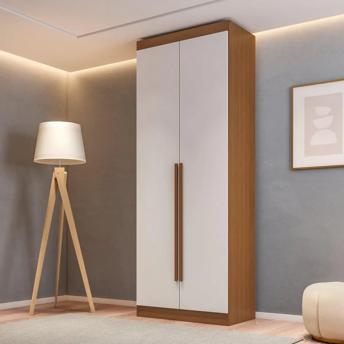 Guarda-Roupa Modulado Roupeiro 2 Portas 2 Gavetas Versatille Yescasa Freijó Com Branco