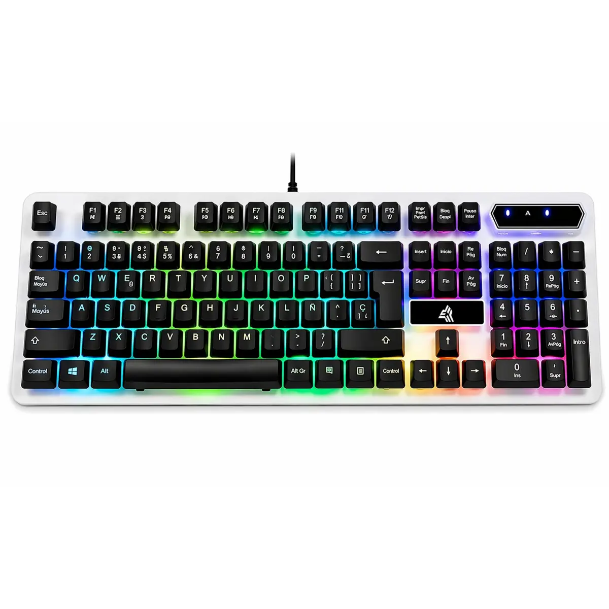 Teclado LED RGB Semi Mecânico, Teclas Suaves, Anti-Ghosting, Alta Precisão, USB Plug & Play, Compatível com PC, PS4, PS5, Xbox