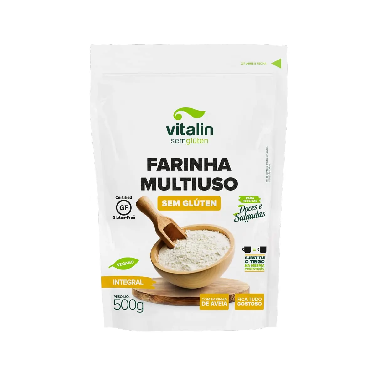 Vitalin Farinha Multiuso Integral Sem Glúten 500G