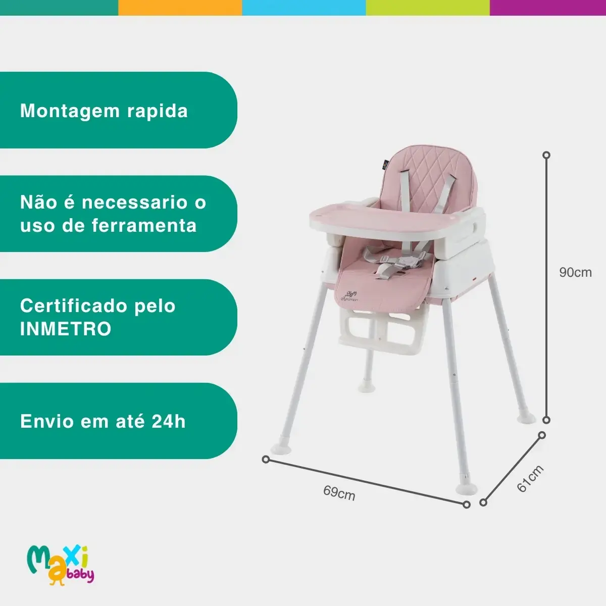 Cadeira De Alimentação Infantil 3 Em 1 Harmony Maxi Baby - Cinza thumbnail 8